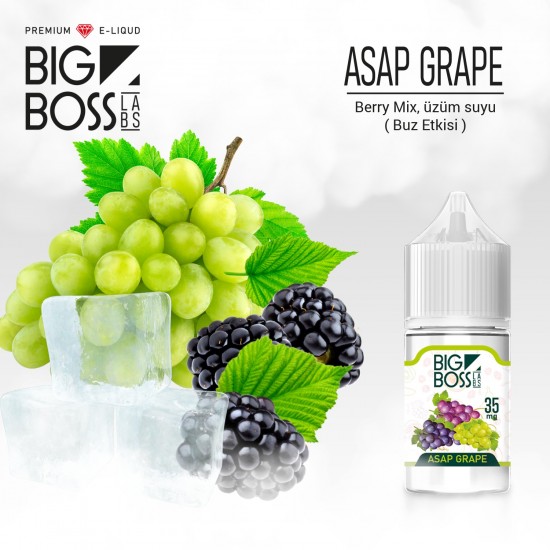 Big Boss Asap Grape 30 ML Salt Likit  en uygun fiyatlar ile ozelbuhar.coda! Big Boss Asap Grape 30 ML Salt Likit özellikleri, fiyatı, incelemesi, yorumları ve taksit seçenekleri için hemen tıklayın!