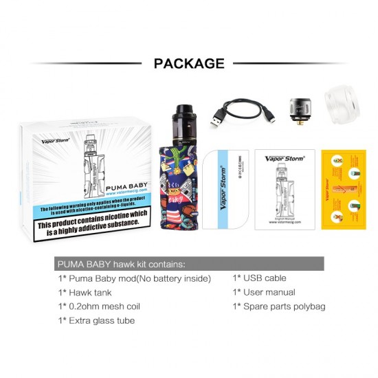 Vapor Storm Puma Baby 80 W Elektronik Sigara Kit  en uygun fiyatlar ile ozelbuhar.coda! Vapor Storm Puma Baby 80 W Elektronik Sigara Kit özellikleri, fiyatı, incelemesi, yorumları ve taksit seçenekleri için hemen tıklayın!